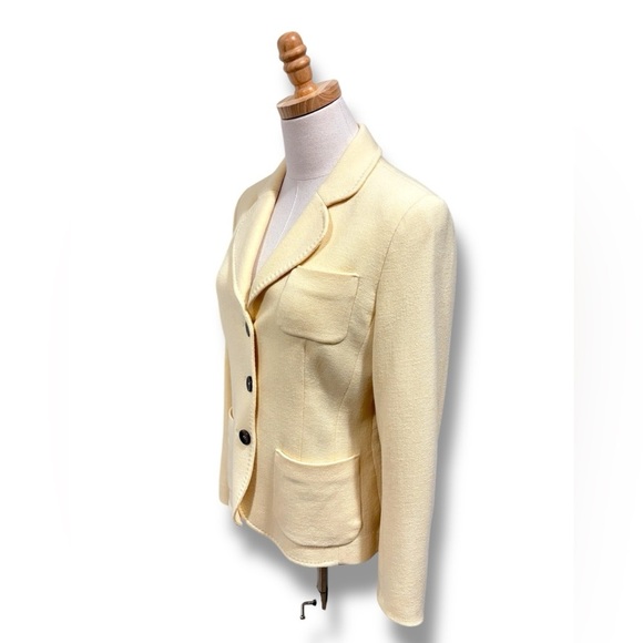 ESCADA Cashmere Wool Retro Blazer Jacket in Canary Yellow Size Small - Picture 5 of 11